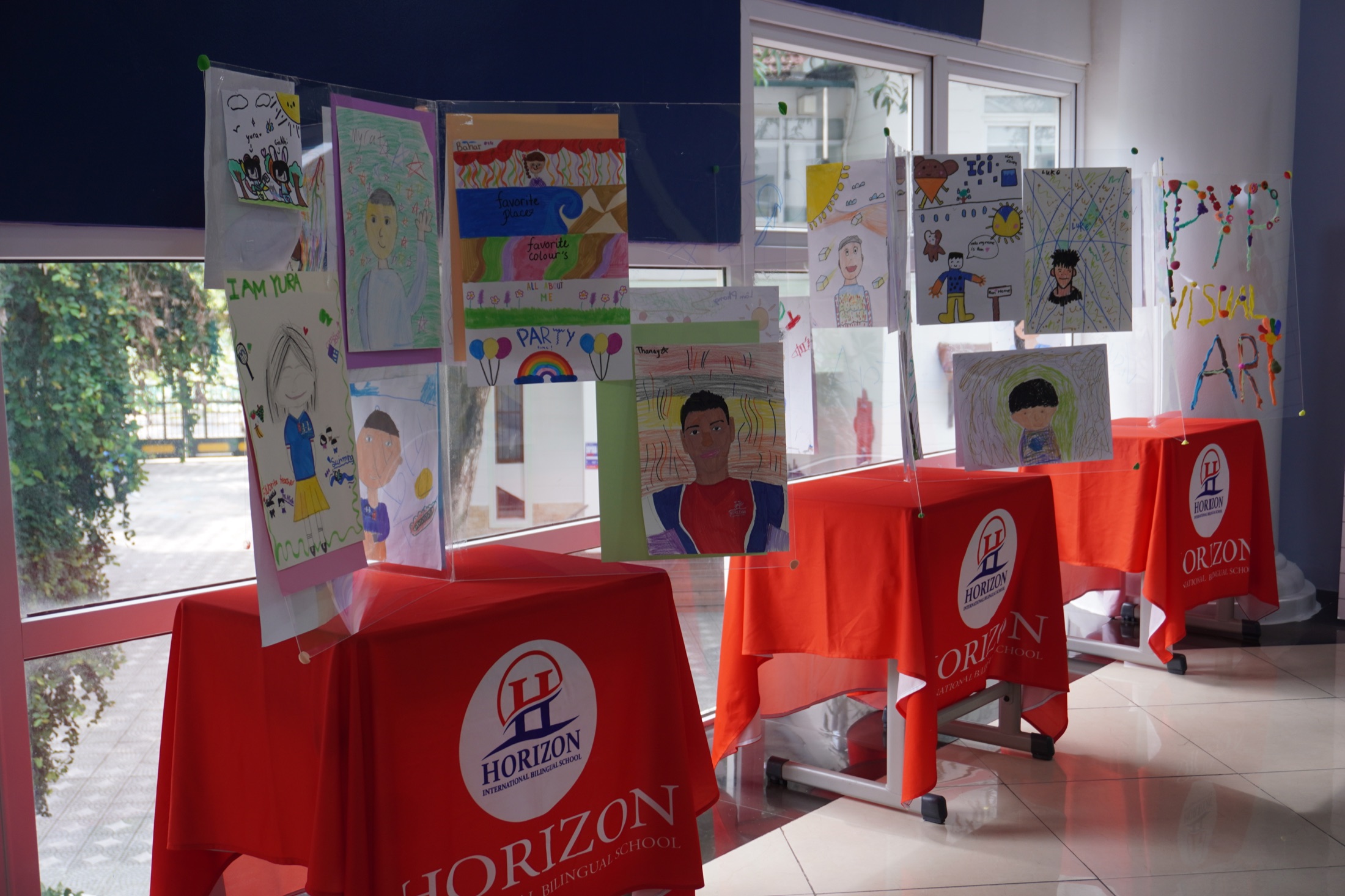 Student artwork displayed at Horizon
